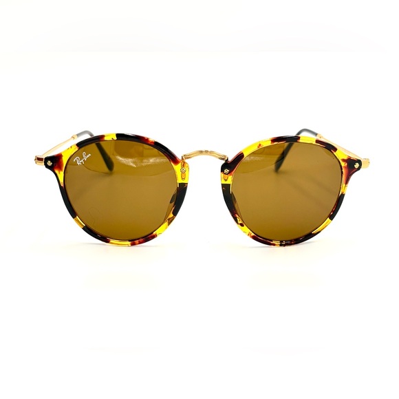 Beautiful Ray-Ban Round Lens Sunglasses RB2447 Fleck Tortoise W/ Brown Lens 49mm - Picture 16 of 16